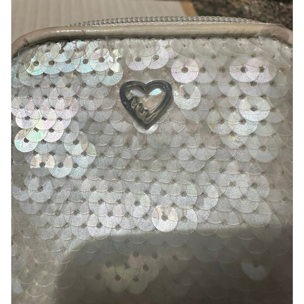 Coach Poppy Vintage Cream Iridescent Sequin Wristlet Mini Wallet Card Case Charm - Picture 4 of 9